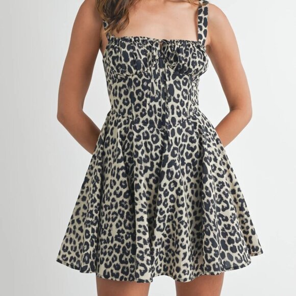 Mable Thamsin Bustier Bodice Mini Dress Women's Size S Leopard Print - Picture 1 of 12